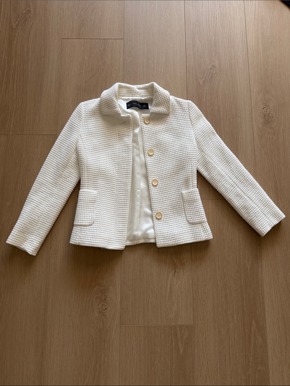 NWOT Cream Textured Button-Front Jacket